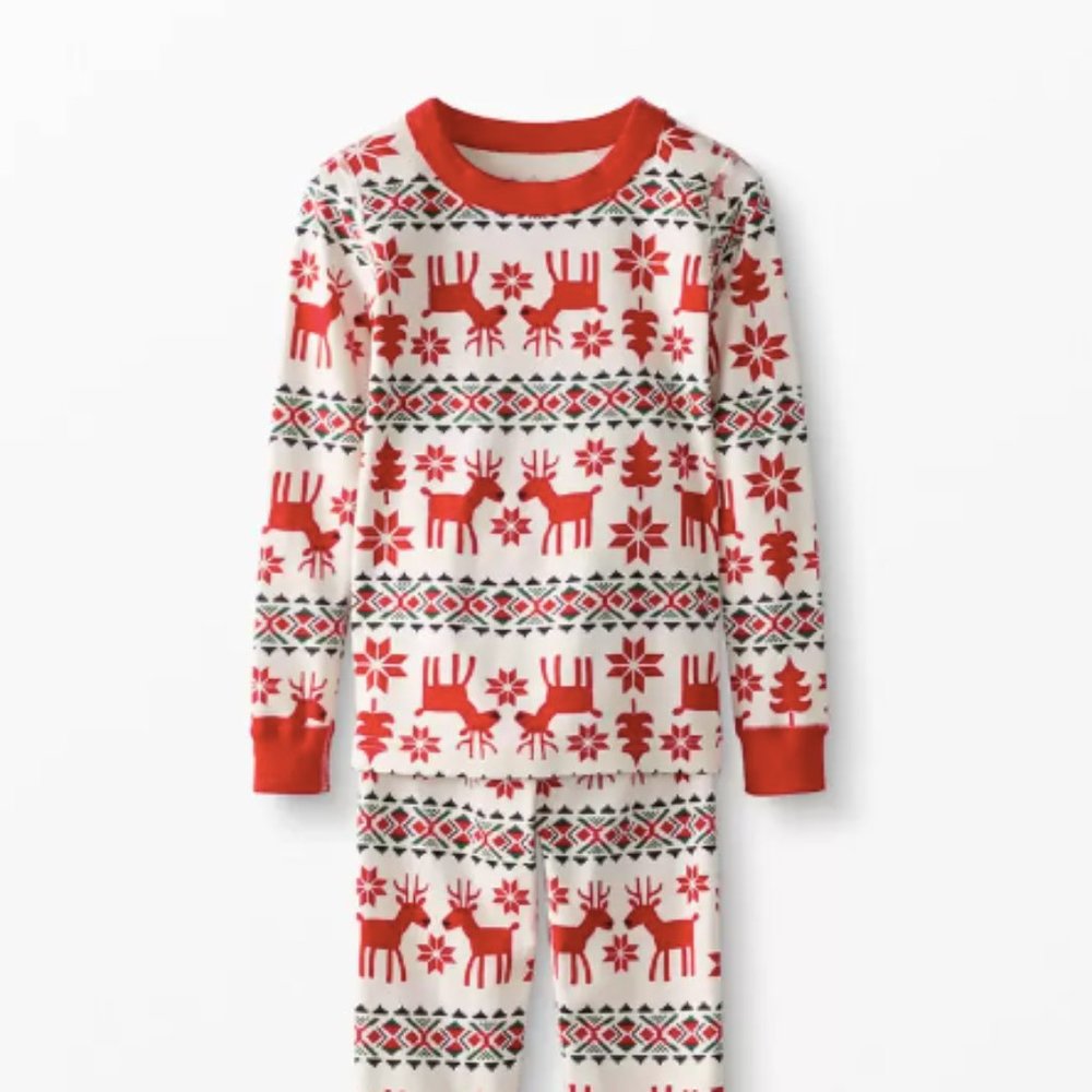 Hanna Anderson Holiday Dear Deer Long John Pajama Top Size 10